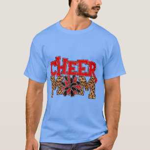 Mama Leopard mit Rot und Schwarz Pom Poms T-Shirt