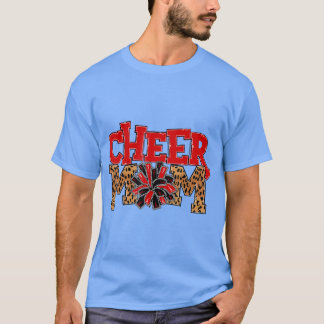 Mama Leopard mit Rot und Schwarz Pom Poms T-Shirt