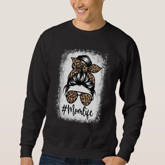 Mama Leopard Muster Messy Bun Women Sweatshirt (Vorderseite)