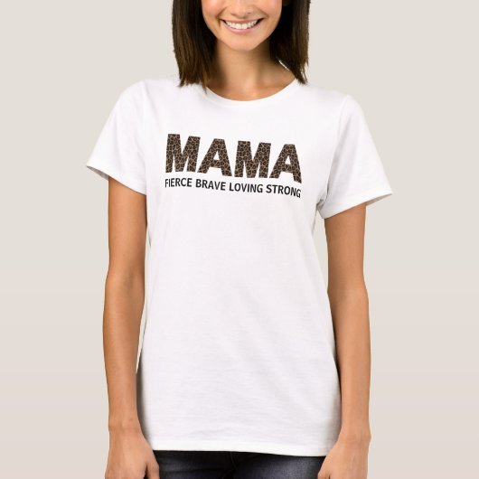 MAMA Leopard Print Personalisiert Text White T - S T-Shirt (Vorderseite)