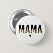 Mama Leopard Print Typografy Mama Geschenke Button (Vorne & Hinten)
