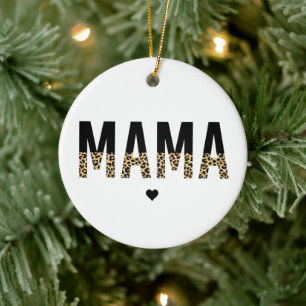 Mama Leopard Print Typografy Mama Geschenke Keramik Ornament