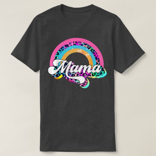 Mama Leopard Rainbow Cheetah Print Mommy Graphic T-Shirt (Design vorne)