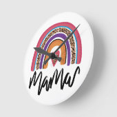 Mama Leopard Rainbow Runde Wanduhr (Winkel)
