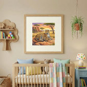 Mama Leopard und Kleinen Kinderzimmer Poster