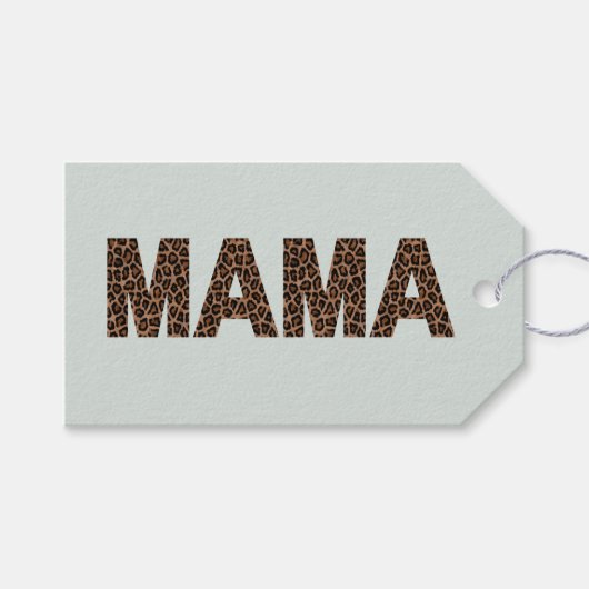 'Mama'-Leoparden-Design Soft Eucalyptus Mist Geschenkanhänger (Vorderseite (Horizontal))