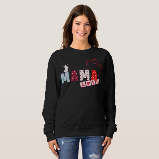 Mama Liebe Bunny Sweatshirt - Niedliches Herzpatch (Vorne ganz)