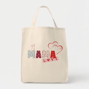 Mama Liebe Bunny Tote Bag - Niedliches Patchwork H Tragetasche