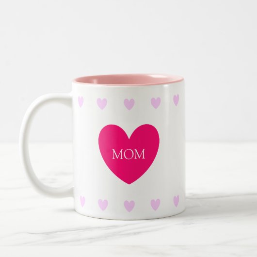 Mama Liebe Herz auf Weiß Zweifarbige Tasse (Links)