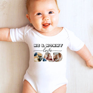 Mama Liebe Papa 3 Fotos Collage Baby Strampler