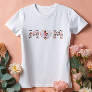 Mama Liebe Rosa und Blumenmuster Benutzerdefiniert T-Shirt