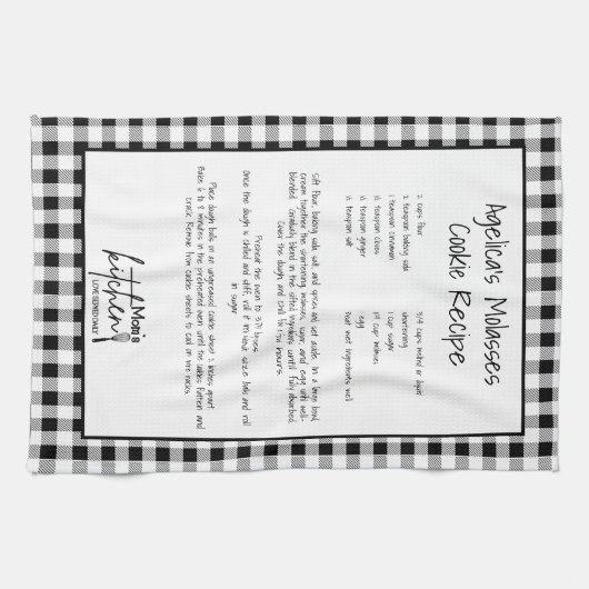 Mama Liebe serviert Rezept Schwarz-weiß Buffalo Ka Geschirrtuch (Horizontal)