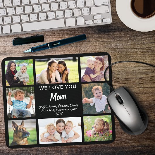 Mama Liebe Sie Foto Collage Schwarz Mousepad