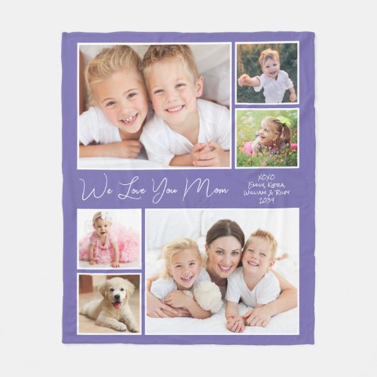 Mama Liebe Sie Lila Foto Fleecedecke (Vorderseite)