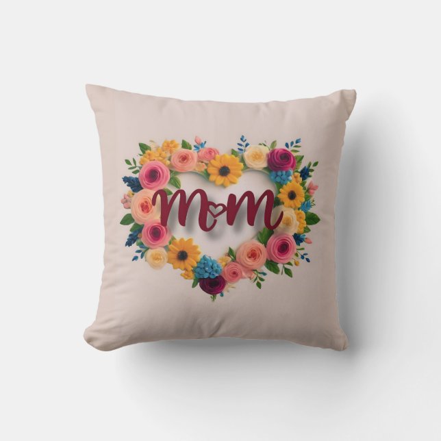 Mama Liebe Wreath - Throw Kissen (Vorderseite)