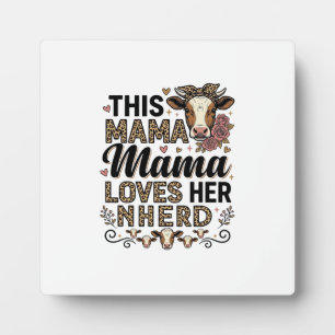 Mama liebt ihre Herde Vintage-Kuh-Mama-Shirt-Desig Fotoplatte