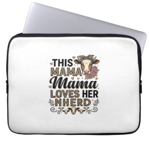 Mama liebt ihre Herde Vintage-Kuh-Mom-Shirt-Design Laptopschutzhülle