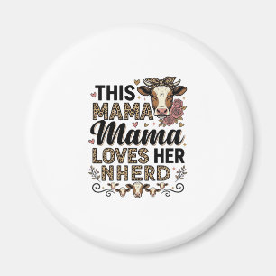 Mama liebt ihre Herde Vintage-Kuh-Mom-Shirt-Design Magnet