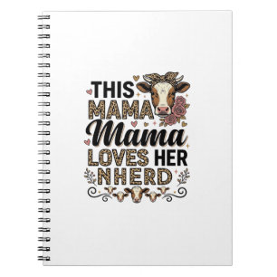 Mama liebt ihre Herde Vintage-Kuh-Mom-Shirt-Design Notizblock