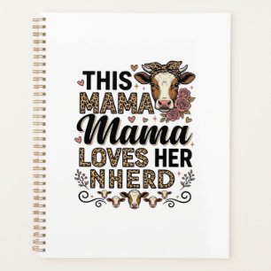 Mama liebt ihre Herde Vintage-Kuh-Mom-Shirt-Design Planer