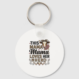 Mama liebt ihre Herde Vintage-Kuh-Mom-Shirt-Design Schlüsselanhänger