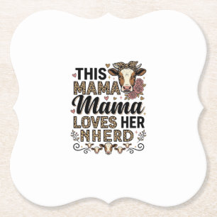 Mama liebt ihre Herde Vintage-Kuh-Mom-Shirt-Design Untersetzer