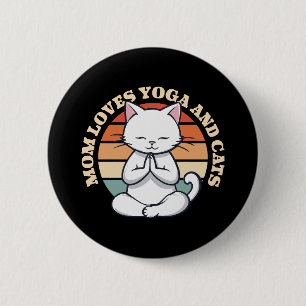 Mama liebt Katzen und Yoga Button