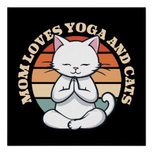 Mama liebt Katzen und Yoga Poster