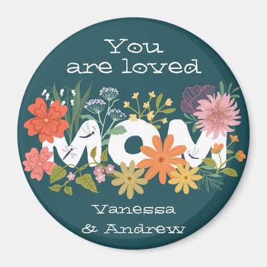 Mama liebte Boho Blume Bouquet Magnet (Vorne)