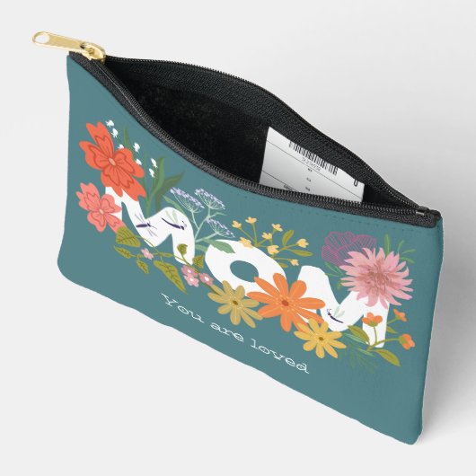 Mama liebte boho Blume Bouquet niedlich grün Zubehörtasche (Offen)