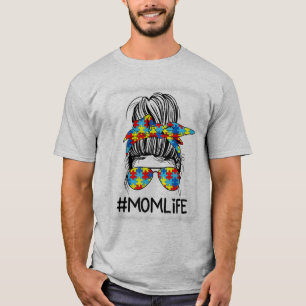 Mama Life Autismus Bewusstsein Messy Bun Shirt mit