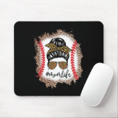 Mama Life Baseball Mama Messy Bun Leopard Baseball Mousepad (Mit Mouse)