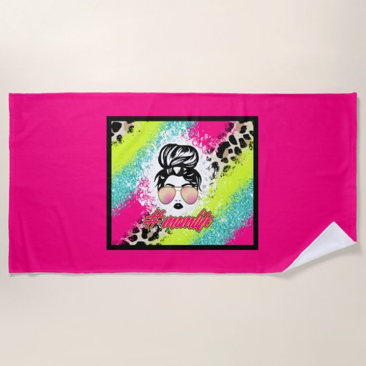 Mama Life Beach Handtuch (Vorderseite)