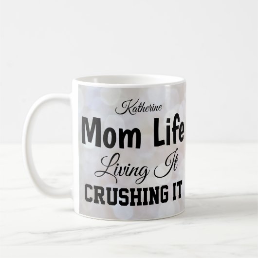 Mama Life Bokeh personalisierte Mug Kaffeetasse (Links)