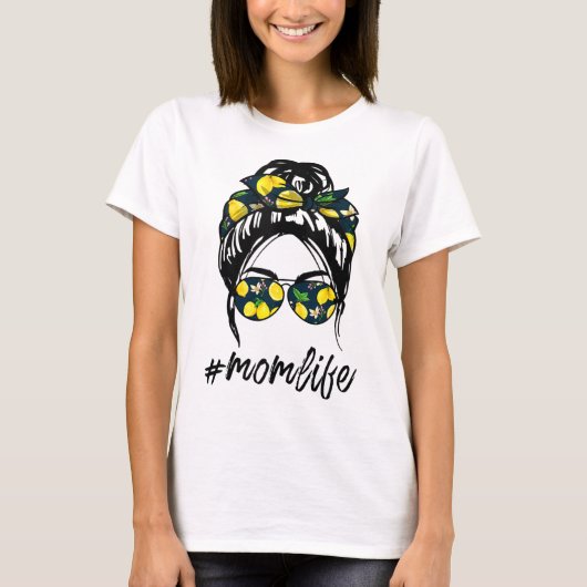 Mama Life for women Gelbe Zitronensammelbrille & B T-Shirt (Vorderseite)