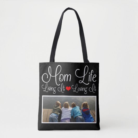 Mama Life Foto Black Tasche (Vorderseite)