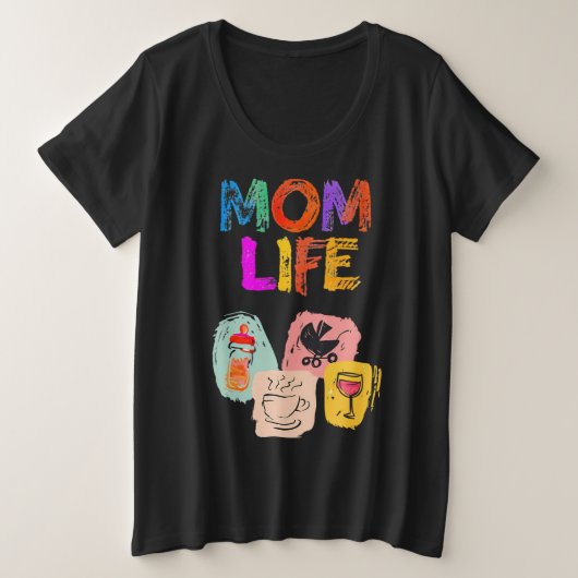 MAMA LIFE Freude an der Mutterschaft Plus-Größe T- Große Größe T-Shirt (Design vorne)