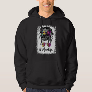Mama Life gebleicht Mama Leopard Messy Bun Hoodie