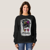 Mama Life gebleicht Mama Leopard Messy Bun Sweatshirt (Vorne ganz)