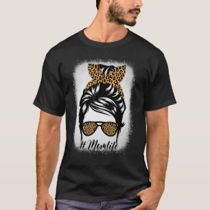 Mama Life gebleicht Mama Life Leopard Brille Messy T-Shirt