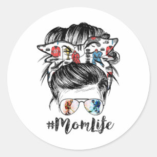 Mama Life Hockey Mütter Day Messy Bun Runder Aufkleber