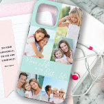 Mama Life ist das beste Leben 5 Foto Collage Minze Case-Mate iPhone Hülle<br><div class="desc">Custom 5 Foto iPhone Gehäuse mit Mama Life geschrieben ist das beste Leben (editierbar für Mama, Mama, Momma, Mommy etc). Das Design verfügt über eine personalisierte, umhüllte, Foto-Collage mit 5 Ihrer Lieblingsfotos, die als 1 vertikales Portrait und 4 quadratisches Inagramm angezeigt werden. Das Design hat einen minzgrünen Hintergrund mit eleganter,...</div>