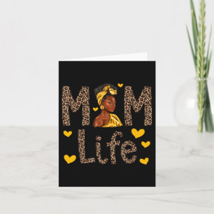 Mama Life Leopard Black Woman American Moth Karte