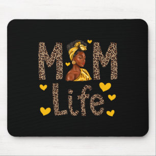 Mama Life Leopard Black Woman American Moth Mousepad