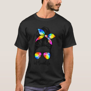 Mama Life Messy Bun Haargummi Dye Women Mother's D T-Shirt