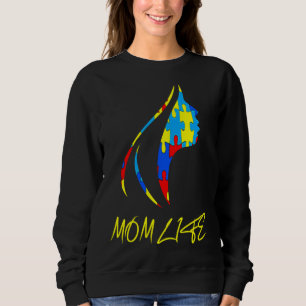 Mama Life Messy Bun Hair Autismus Sweatshirt