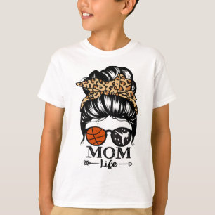 Mama Life Messy Bun Hair Funny Sketch Mama Karate T-Shirt