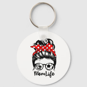 Mama Life Messy Bun Hair Funny Soccer Hockey Mama Schlüsselanhänger