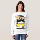 Mama Life Messy Bun Softball Baseball Mamas Mütter Sweatshirt (Vorne ganz)