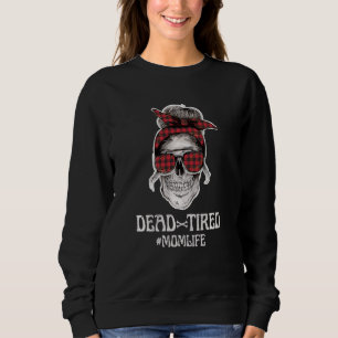 Mama Life Messy Bun Womens Vintag Retro Skull Buff Sweatshirt
